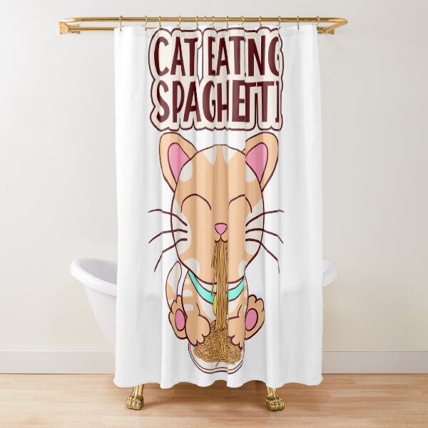 Item preview, cat eating spaghetti, funny cat eating designed and sold by Design_for_merch.