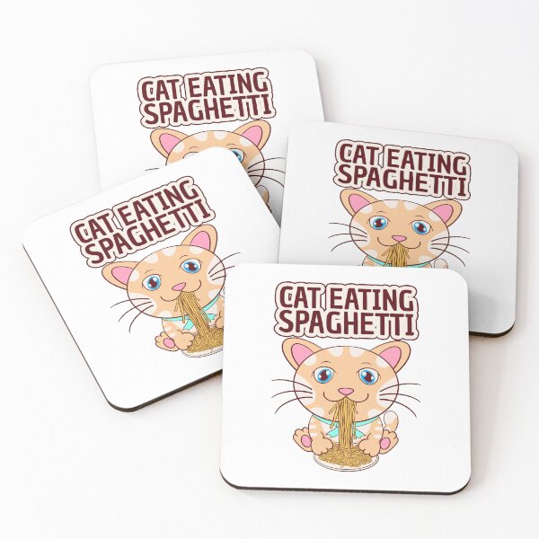 Item preview, cat eating spaghetti, funny kitten eat designed and sold by Design_for_merch.