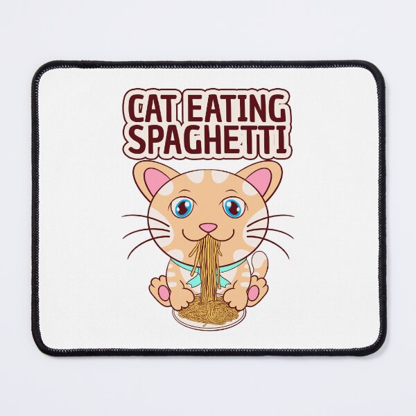 Item preview, cat eating spaghetti, funny kitten eat designed and sold by Design_for_merch.