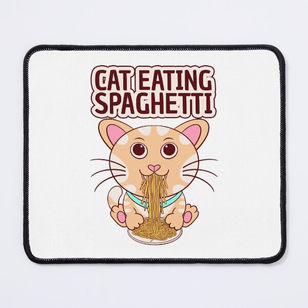 Item preview, cat eating spaghetti, cute cat eating designed and sold by Design_for_merch.
