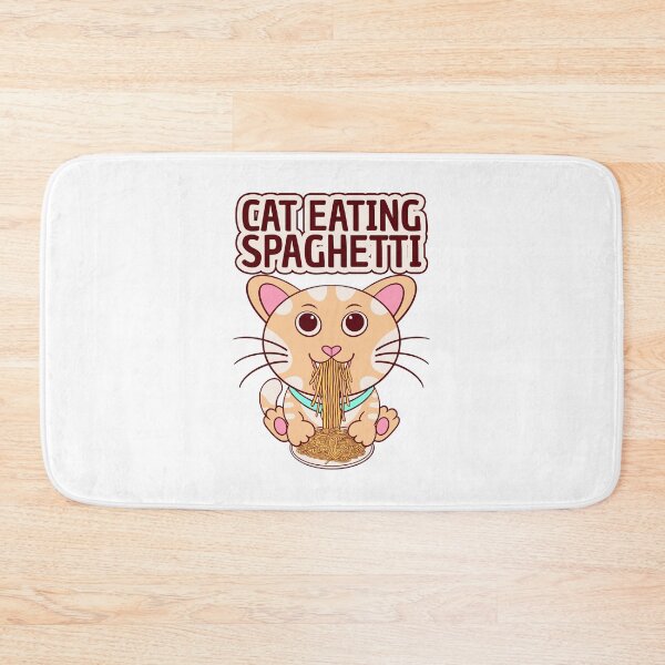 Item preview, cat eating spaghetti, cute cat eating designed and sold by Design_for_merch.