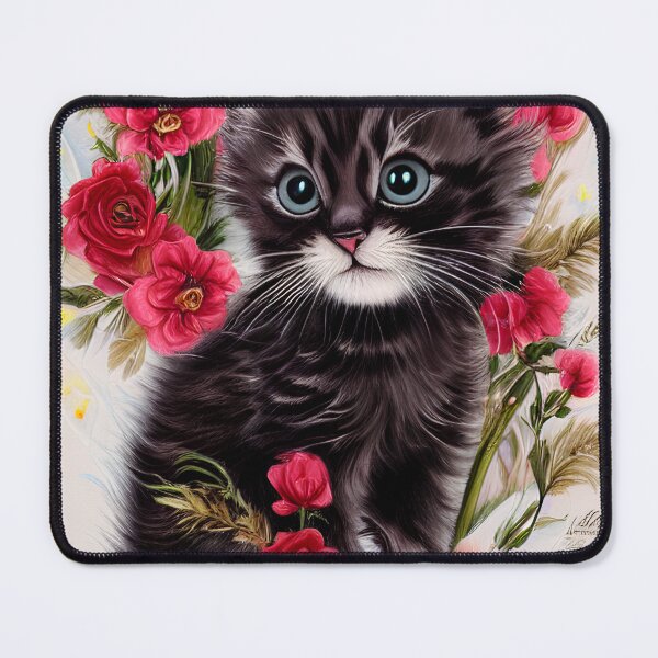 Item preview, Cat with roses designed and sold by Kiraslife.