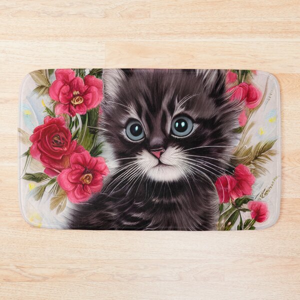 Item preview, Cat with roses designed and sold by Kiraslife.