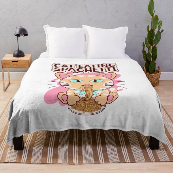 Item preview, cat eating spaghetti, funny spaghetti lover meme designed and sold by Design_for_merch.
