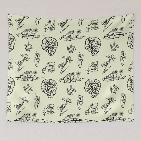 Item preview, Blackline Frogs on Spring Green  designed and sold by dKarthdesign.
