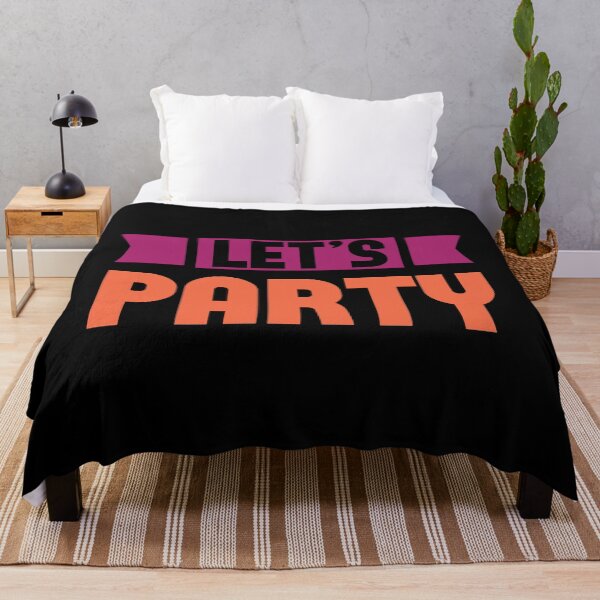 Artikelvorschau, Let's Party Text Lila und Orange auf Schwarz entworfen und verkauft von sweetbelle.
