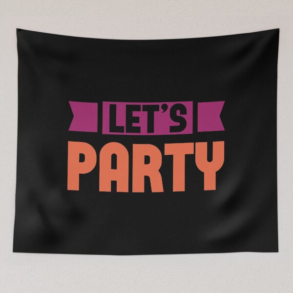 Item preview, Let's Party Text Purple and Orange on Black designed and sold by sweetbelle.