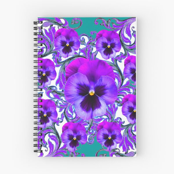 Item preview, PURPLE GARDEN PANSIES PATTERN TEAL ART designed and sold by sharlesart.