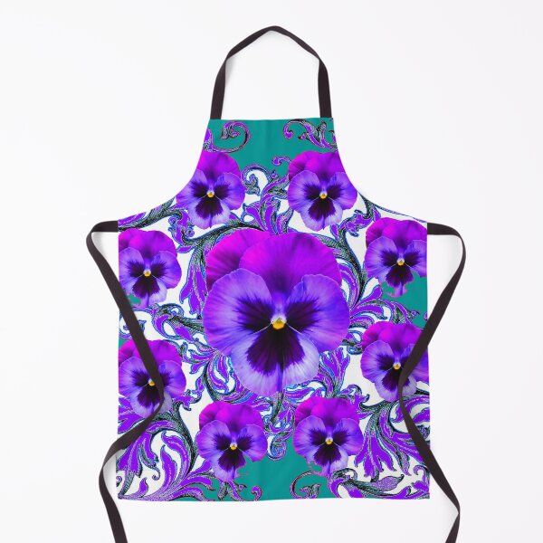Item preview, PURPLE GARDEN PANSIES PATTERN TEAL ART designed and sold by sharlesart.
