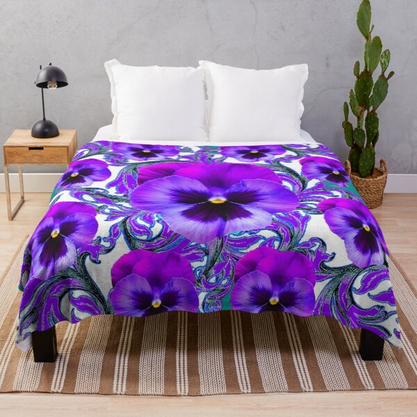 Item preview, PURPLE GARDEN PANSIES PATTERN TEAL ART designed and sold by sharlesart.