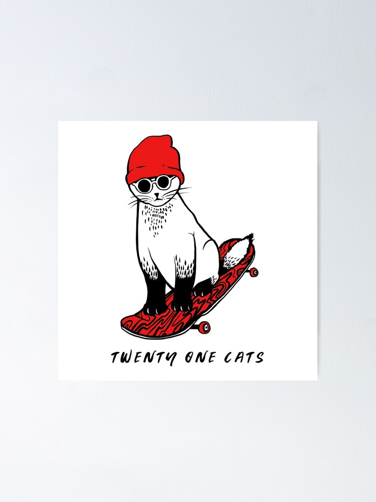 Poster Vingt Et Un Chats Fan Art Illustration De Dessin Original Caractere Creation Chat Art Par Tevansart Redbubble