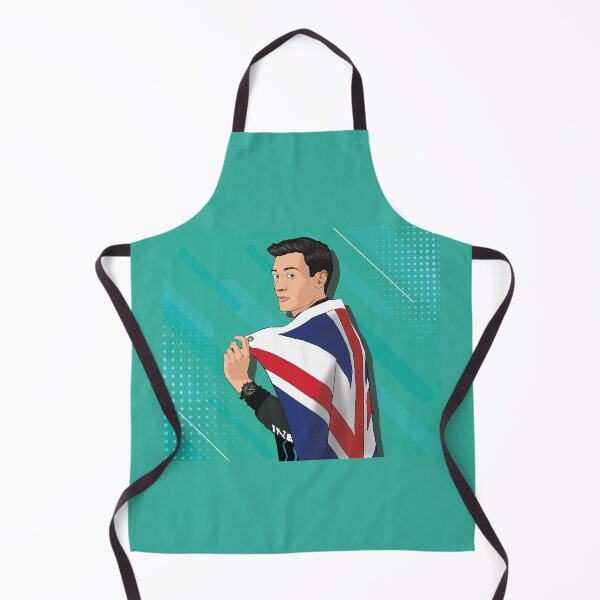 Item preview, Mercedes F1 Team Driver George Russell with British Flag Drawing art designed and sold by FormulaGTee1.