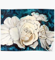 Gardenia on Blue Poster