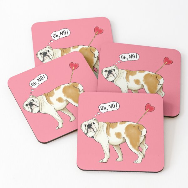 Item preview, Oh, no! Touched by Cupid's arrow - funny english Bulldog With Heart Arrow - Humorous Valentine's Day illustration  designed and sold by ILLUSTRATED TAILS.