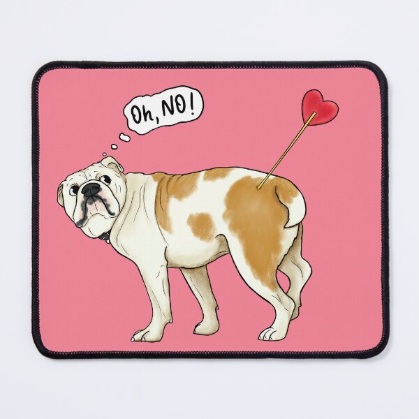Item preview, Oh, no! Touched by Cupid's arrow - funny english Bulldog With Heart Arrow - Humorous Valentine's Day illustration  designed and sold by ILLUSTRATED TAILS.
