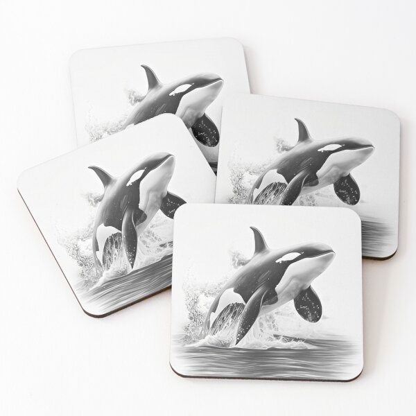 Item preview, Black and white Orca pencil drawing designed and sold by Pencil-Art.