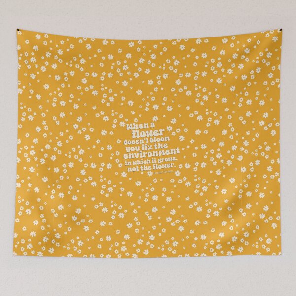 Item preview, Yellow Blooming Flowers Quote Retro Seamless Print designed and sold by abawizard.