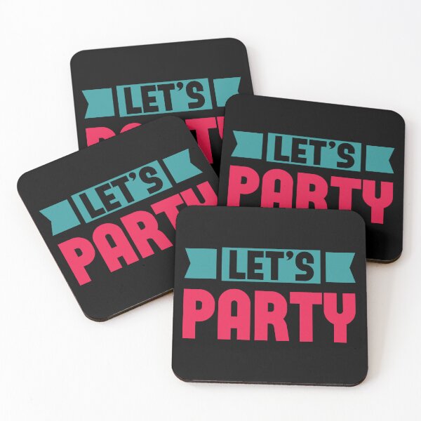 Item preview, Let's Party Text Blue and Pink on Black designed and sold by sweetbelle.