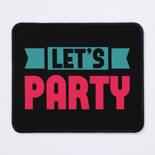 Item preview, Let's Party Text Blue and Pink on Black designed and sold by sweetbelle.