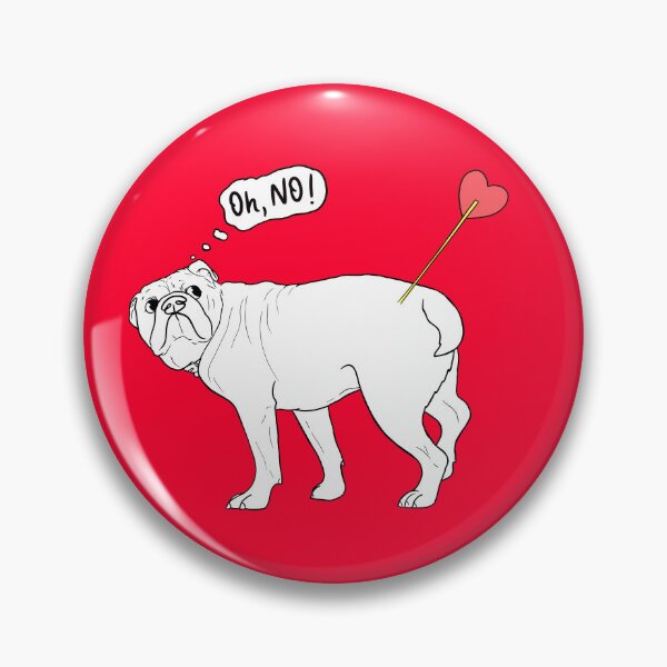 Item preview, Divertida ilustración de lineart del Día de San Valentín - ¡Oh, no! Tocado por la flecha de Cupido - lindo Bulldog inglés con flecha de corazón designed and sold by ILLUSTRATED TAILS.
