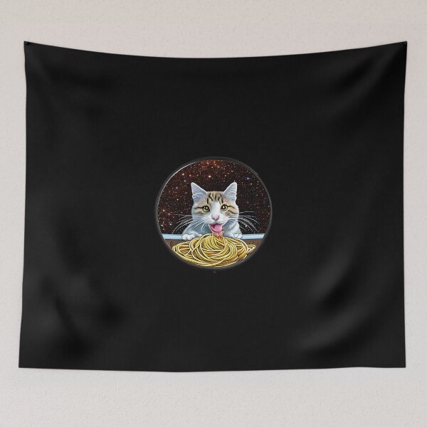 Item preview, Cute Cat Eaiting Spaghetti Sticker Cartoon Style designed and sold by mahdi ⭐⭐⭐⭐⭐.