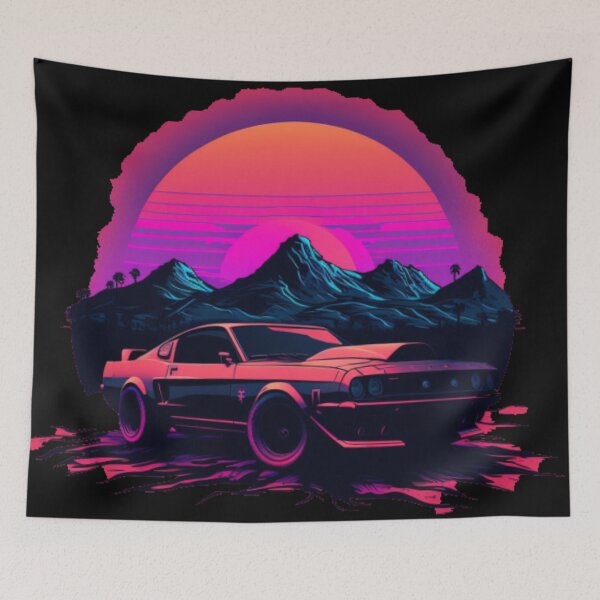 Item preview, Ford Mustang Shelby synthwave sunset designed and sold by SpaceCars.