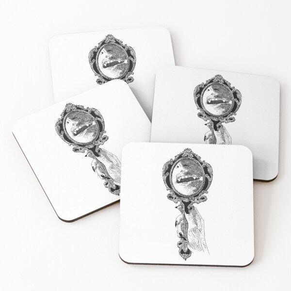 Item preview, Vampire Reflection on Handheld Antique Mirror - Vampy Goth Dark Academia Illustrations  designed and sold by CheHojas.
