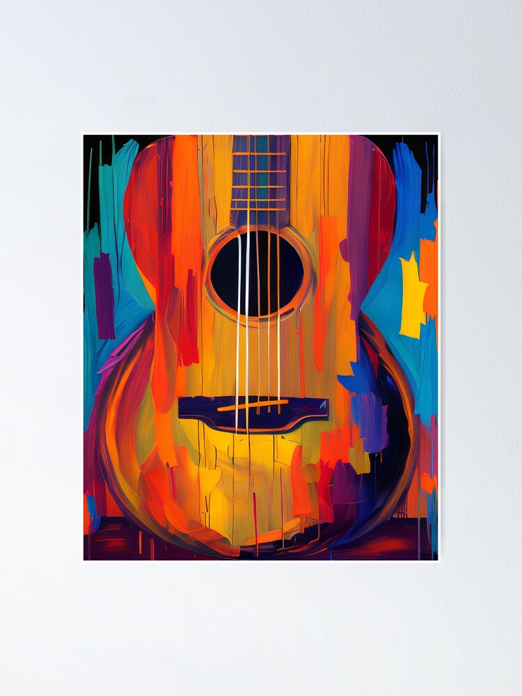 Acoustic Guitar Oil Painting Style Digital Art - Acoustic Guitar - Posters  and Art Prints