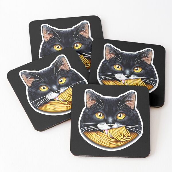 Item preview,  Cute Cat Eaiting Spaghetti Sticker Cartoon Style designed and sold by mahdi ⭐⭐⭐⭐⭐.