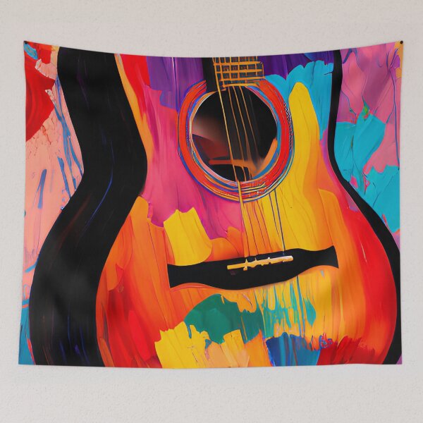 Item preview, Acoustic Guitar Portrait Modern Oil Painting Style Digital Art designed and sold by redjaygraphics.