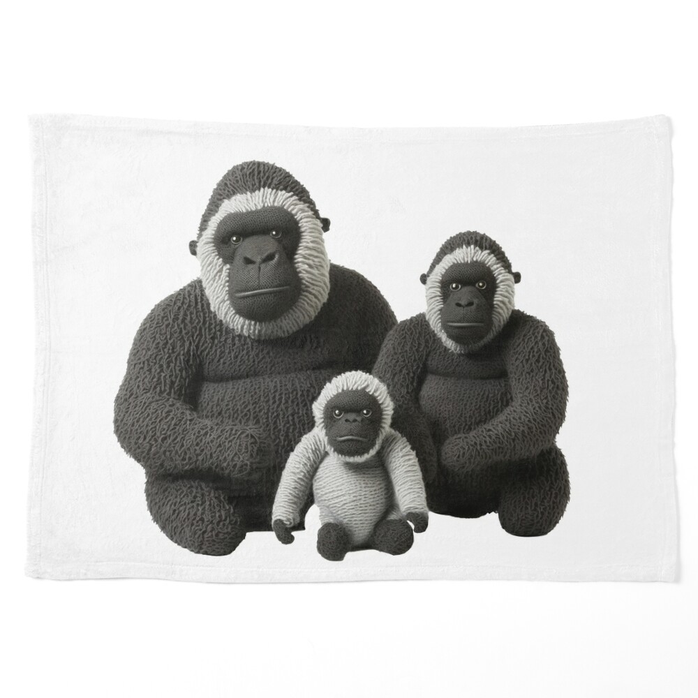 Baby Gorilla Riding Mother's Back Vintage Black and White Look Throw Pillow  by TheWindBeneathMyTutu