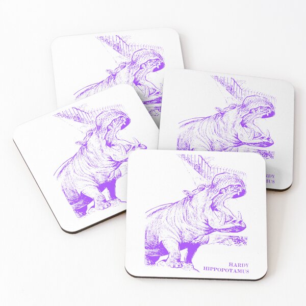 Artikelvorschau, Robuste Hippopotamus-Vintage Grafik in Lila entworfen und verkauft von Michael Stewart.