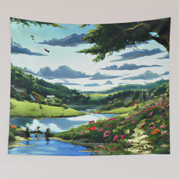 Item preview, Small Village Garden by the Pond. designed and sold by DEKA777.