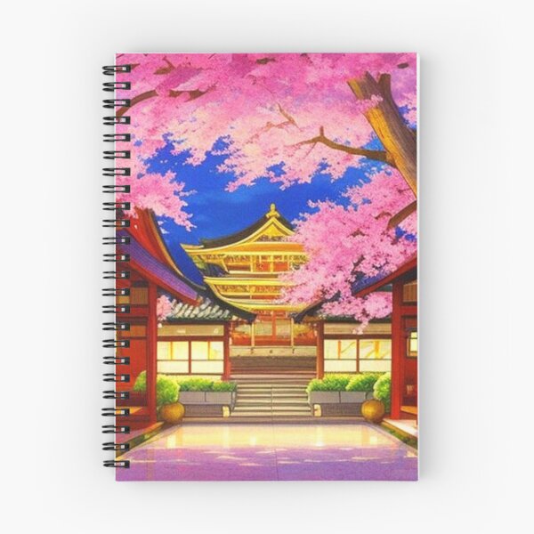 Item preview, Japanese temple with cherry tree anime scenery designed and sold by hedoniism-shop.