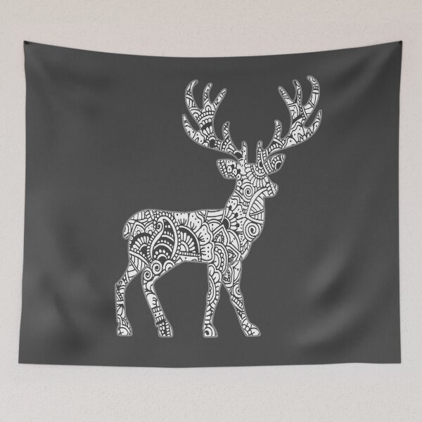 Item preview, Deer zentangle art black and white. designed and sold by -soraya-.