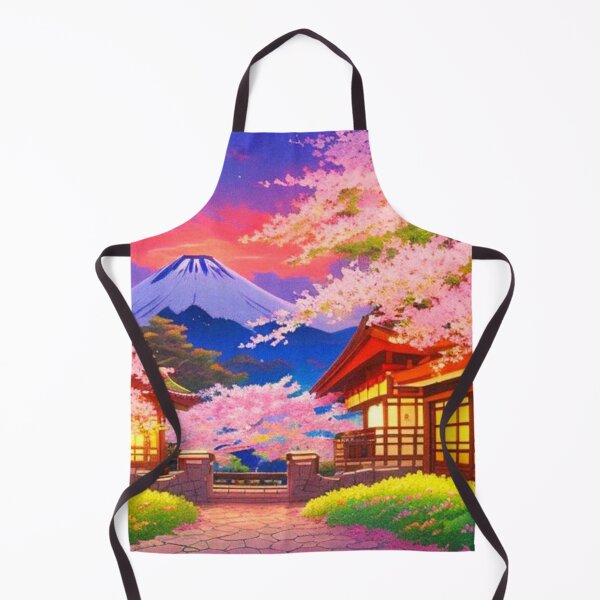 Item preview, Japanese temple with cherry trees and a mountain in the backround designed and sold by hedoniism-shop.