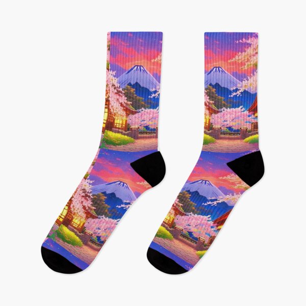 Item preview,  Japanese temple with cherry trees and a mountain in the backround  designed and sold by hedoniism-shop.
