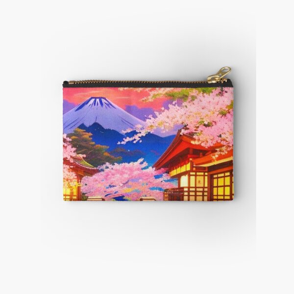 Item preview,  Japanese temple with cherry trees and a mountain in the backround  designed and sold by hedoniism-shop.