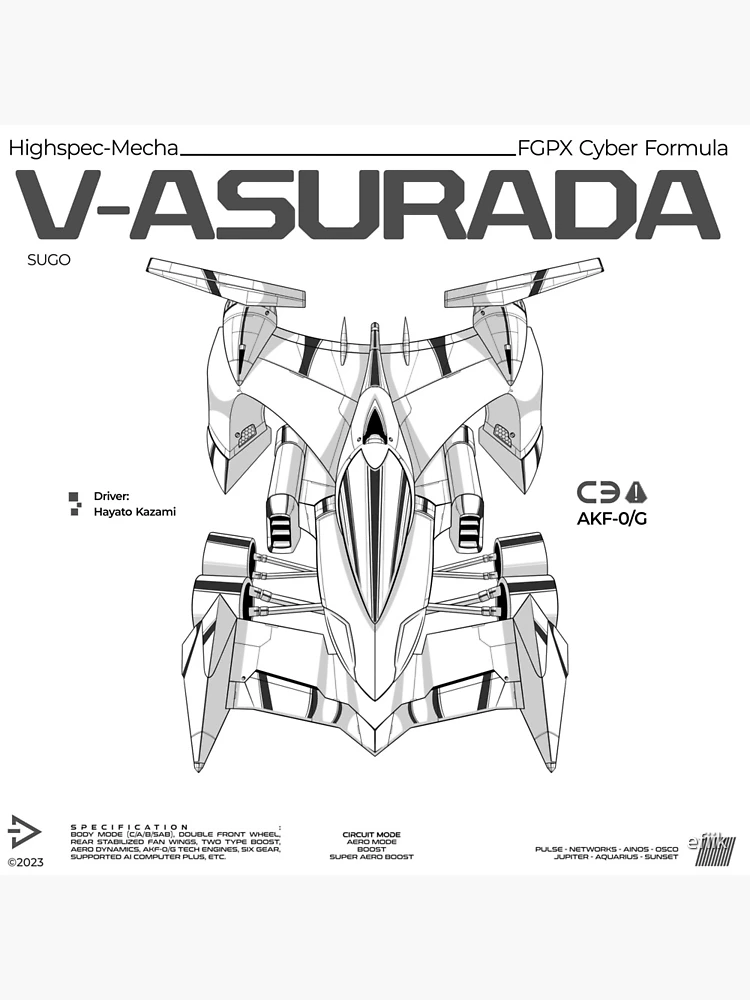 Cyber Formula : Sugo - V-Asurada AKF-0/G grayscale illustration 