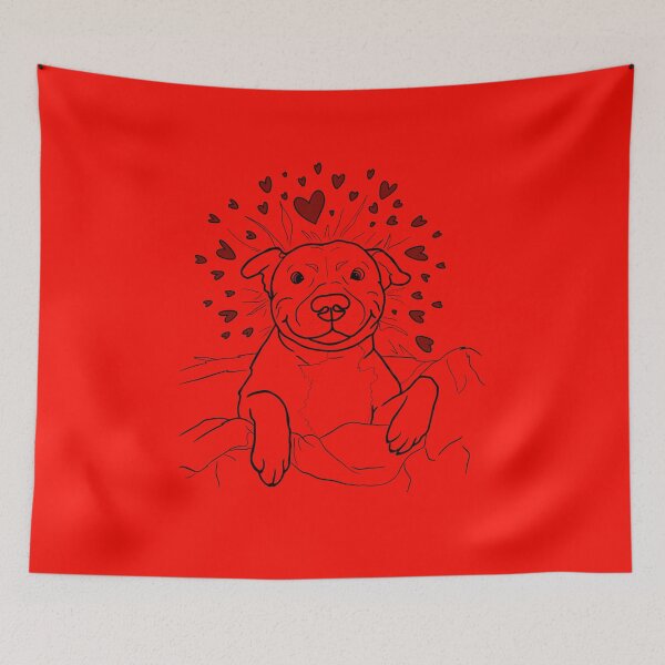 Artikelvorschau, Niedliche doofe Pittbull-Lovebug-Linien-Hundeillustration entworfen und verkauft von ILLUSTRATED TAILS.