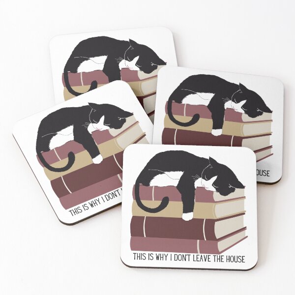 Item preview, Cat and Books - This is Why I Don't Leave the House - Bookish Merch designed and sold by Courtnie Pollard.