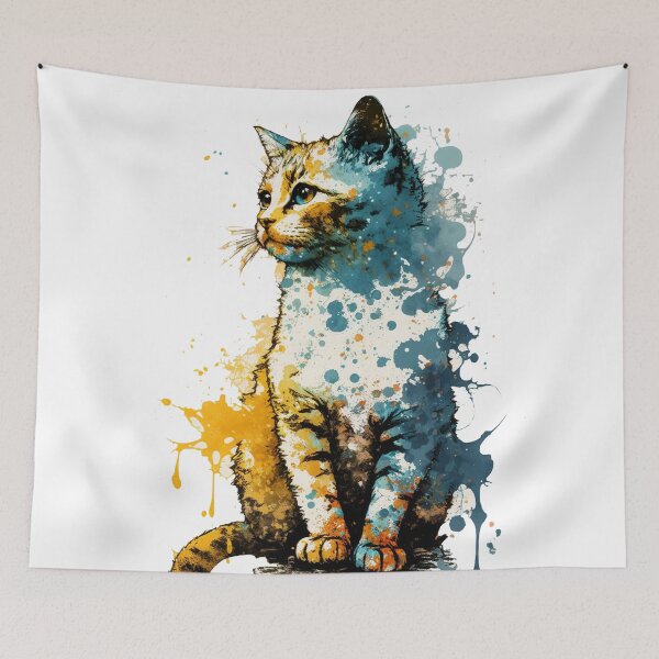 Item preview, Paint splatter cat- pop art designed and sold by Artxplor.