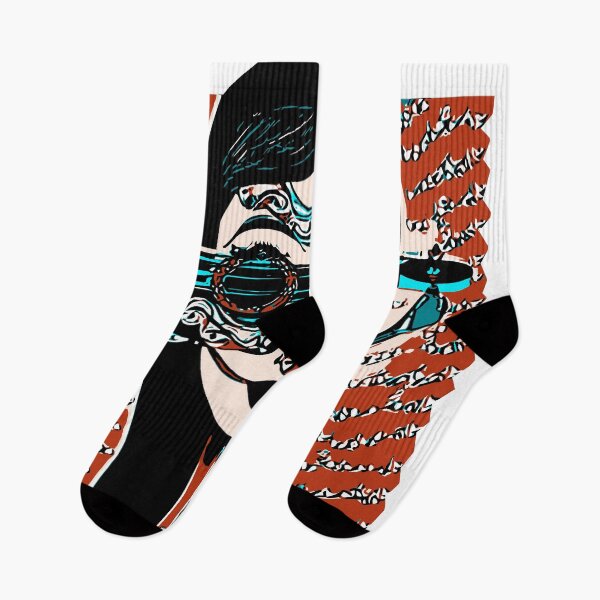 Item preview,  "Electric Saxophonist with Triangular Orange World and Musical Instrument-Shaped Glasses" designed and sold by FunnyShopGirl.
