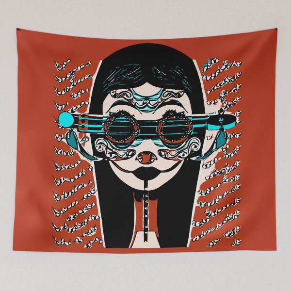 Item preview,  "Electric Saxophonist with Triangular Orange World and Musical Instrument-Shaped Glasses" designed and sold by FunnyShopGirl.
