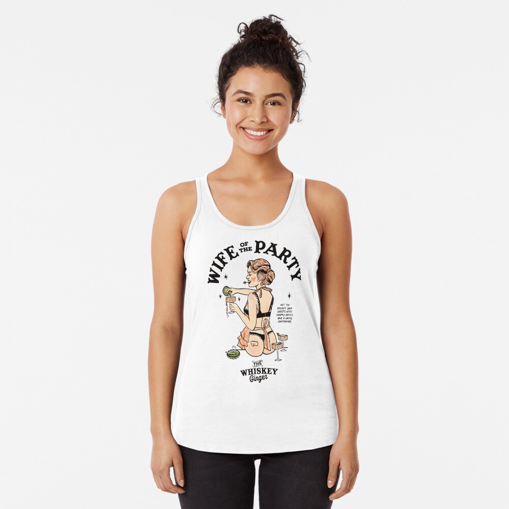 Wife Of The Party: Funny Vintage Rockabilly Pinup Mixing A Martini, Women's V-Neck Regular