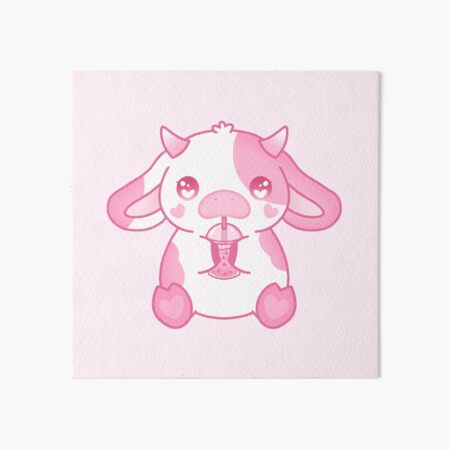 Strawberry Cow kawaii Art Board Print for Sale by MayBK