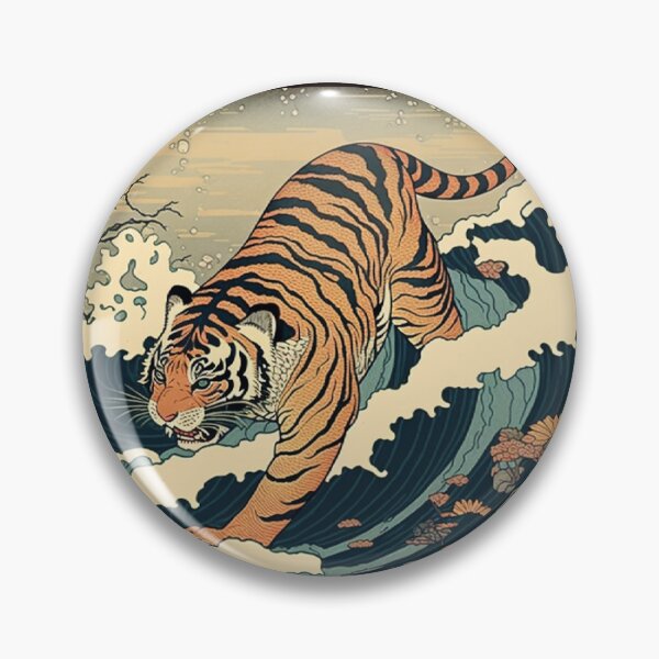 Item preview, Ukiyo E Tiger and Waves  designed and sold by PharaohofSedona.