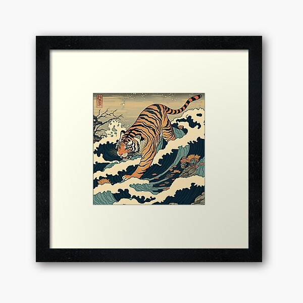 Aperçu de l'œuvre Ukiyo E Tigre et Vagues créée et vendue par PharaohofSedona.