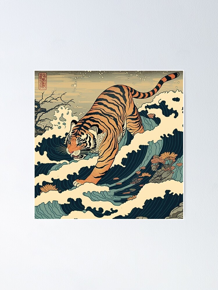 Ukiyo E Tiger and Waves 