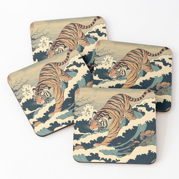 Item preview, Ukiyo E Tiger and Waves  designed and sold by PharaohofSedona.